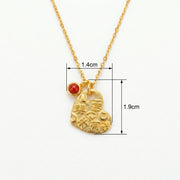 Heart Pendant with Embossed Script – sterling silver necklace, close-up