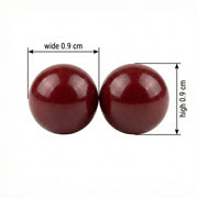 Polished Dark Red Sphere Bead Pair – sterling silver bracelet