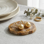 South Sea Pearl Drops, Textured Links – pearl earrings, side detail