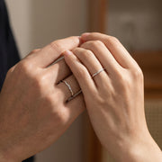 Wavy Textured Couple Rings – sterling silver ring, side detail