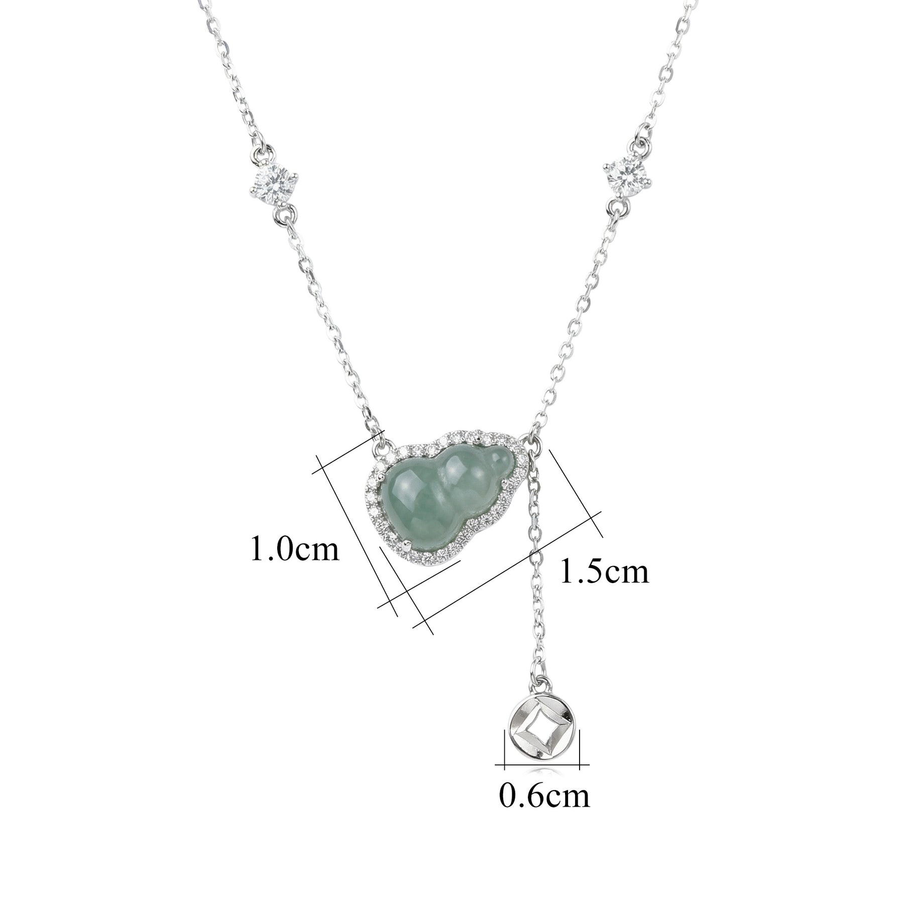 Green Jadeite Hulu Halo Necklace – jade necklace, side detail