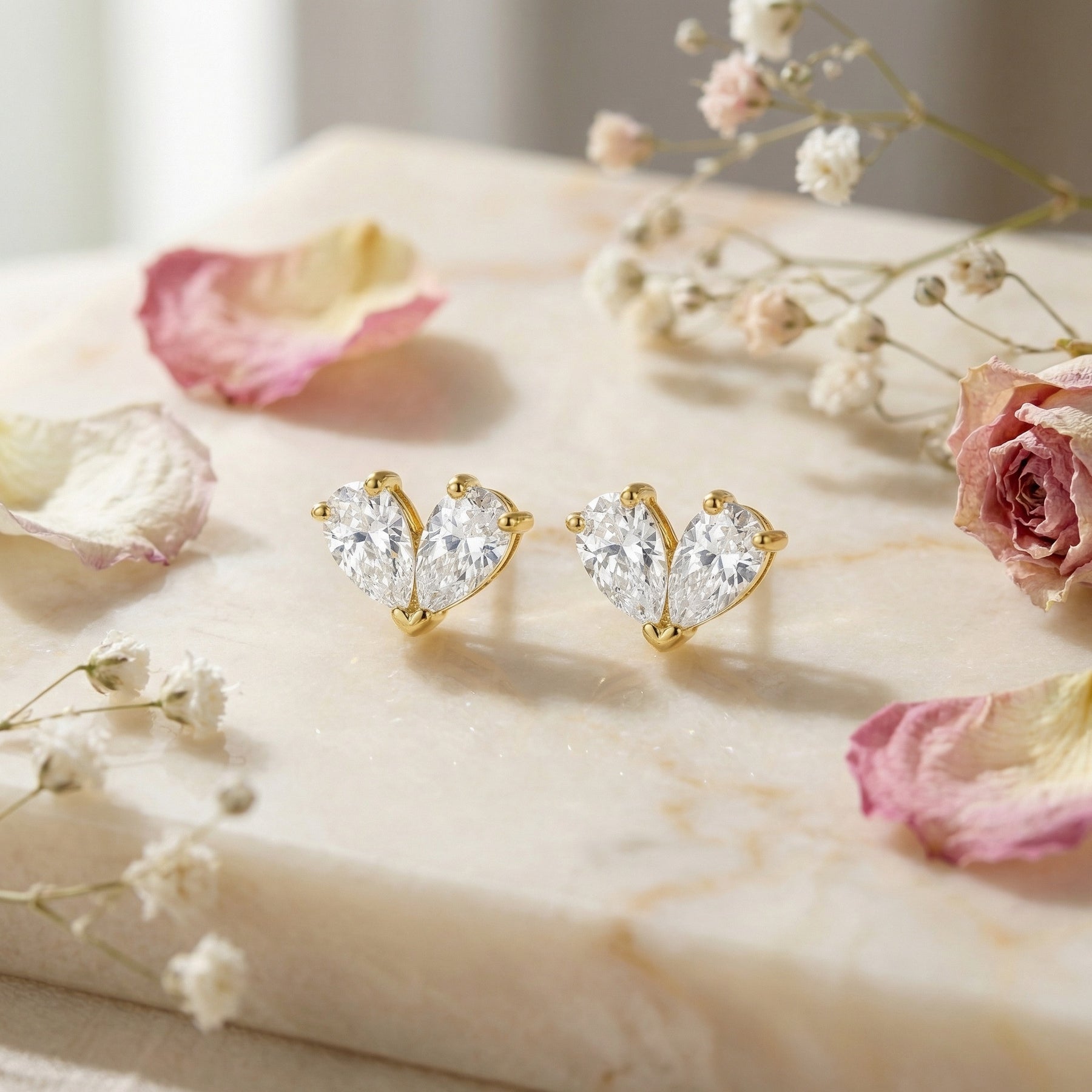 Pear-Cut Heart Stud Earrings – sterling silver earrings