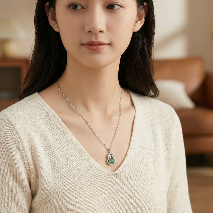 Jade Gourd Leaf Pendant Necklace – jade necklace