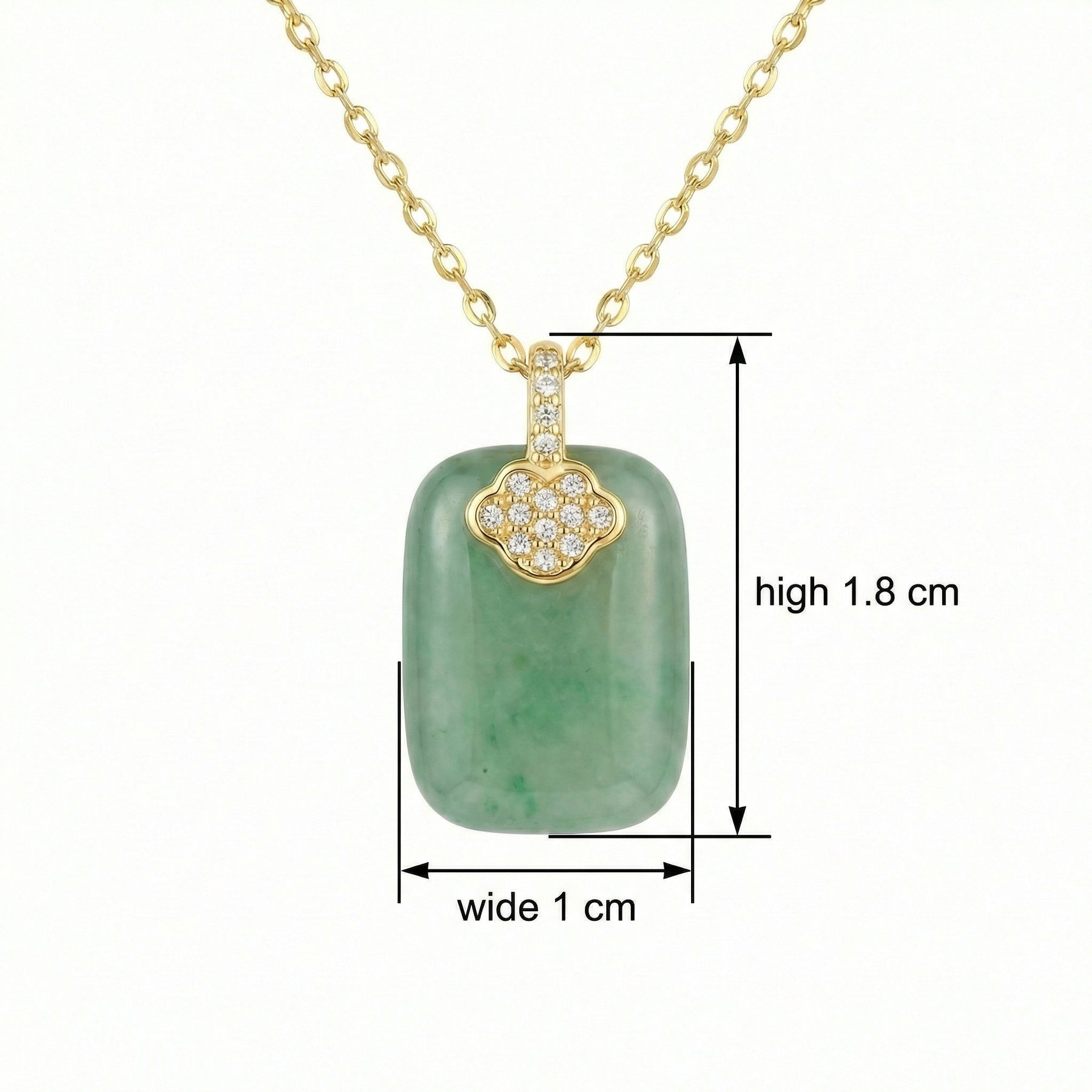 Rectangular Green Jade Tablet Necklace – jade necklace, close-up