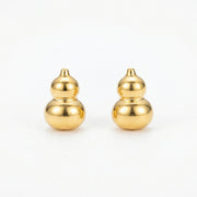 Gourd-Shaped Stud Earrings – sterling silver earrings, side detail
