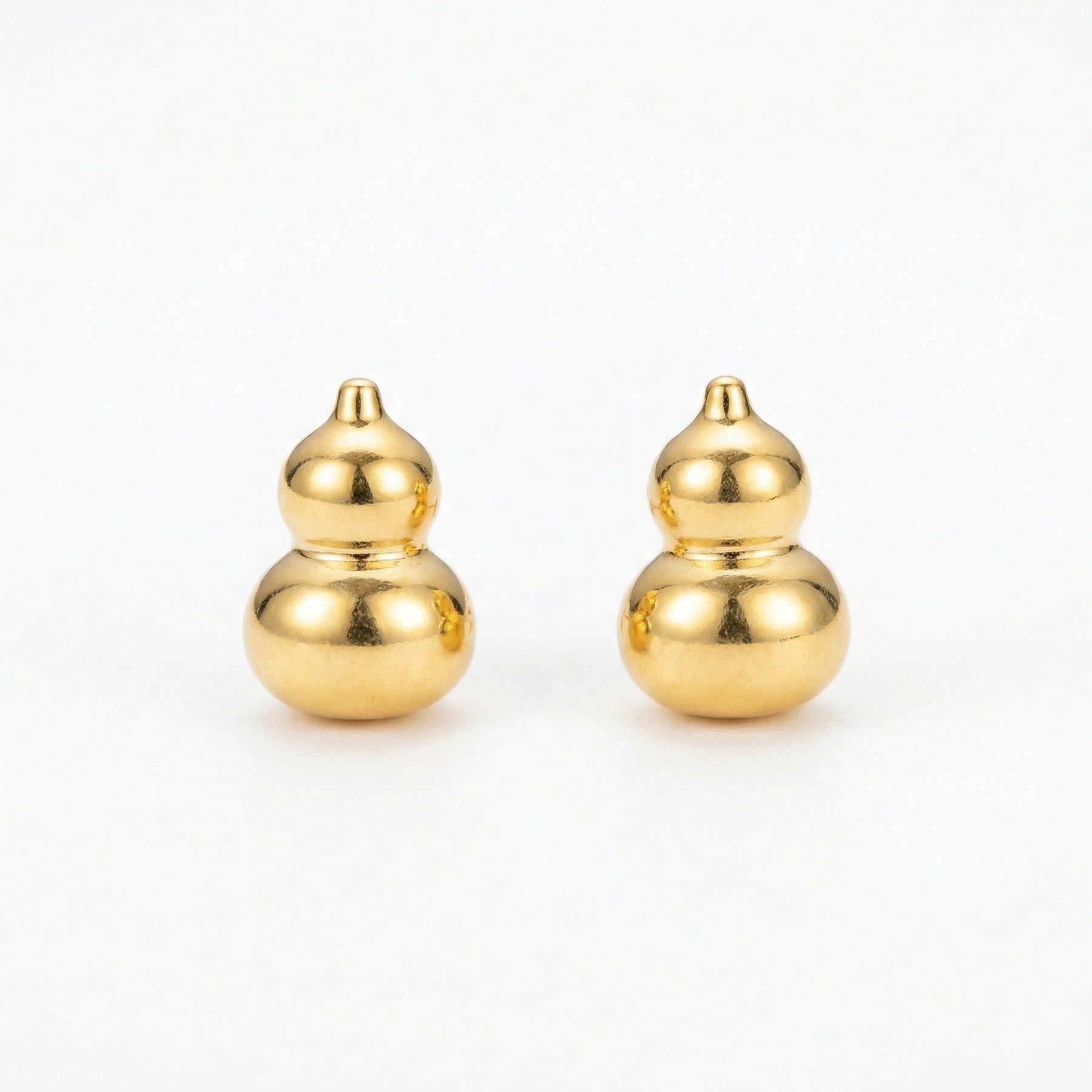 Gourd-Shaped Stud Earrings – sterling silver earrings, side detail