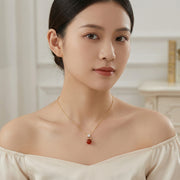 Red Agate Sphere Pendant Necklace – agate necklace, side detail