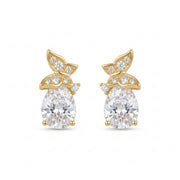 Pear-Shaped CZ Studs with Floral Accents – zircon earrings