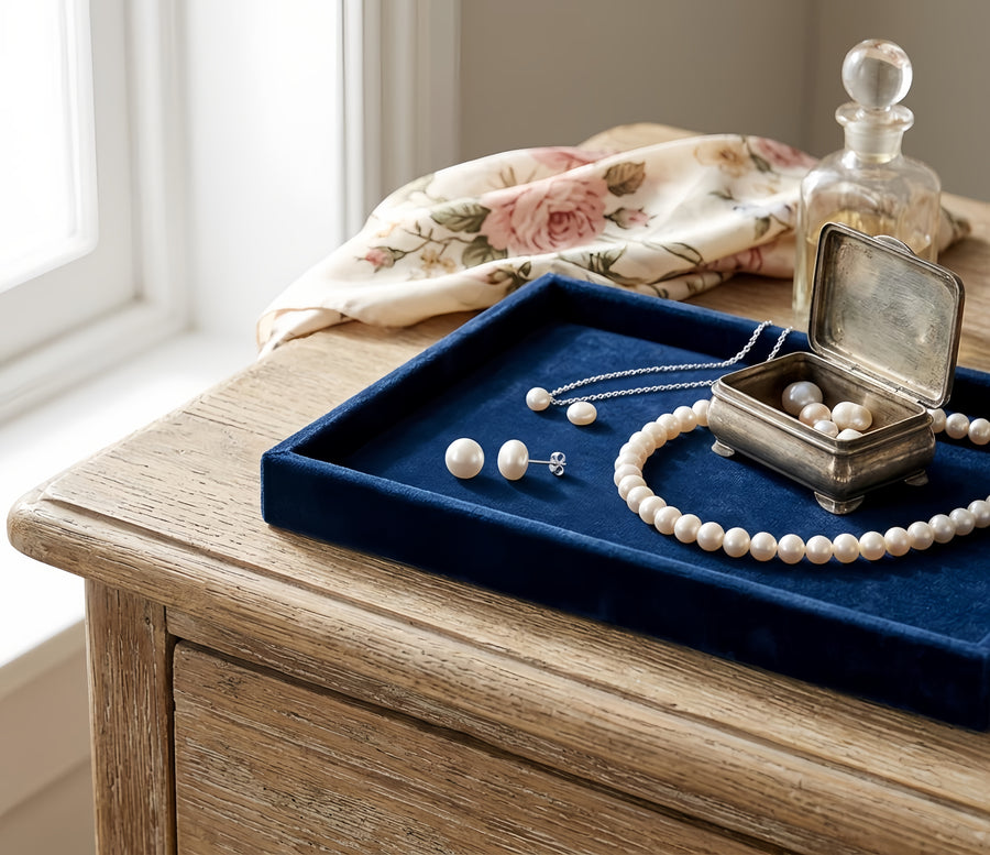 Simple Pearl Studs with Iridescent Sheen – pearl earrings, close-up