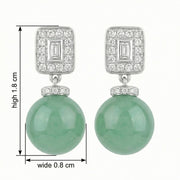 Art Deco Jadeite Orb Drop Earrings – jade earrings, close-up