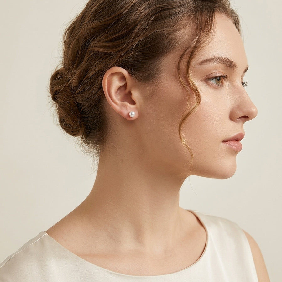Pearl Stud Earrings with Silver Posts – pearl earrings