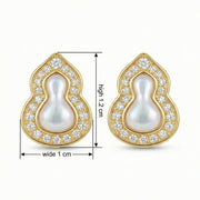 Mother-of-Pearl Gourd Stud Earrings – mother-of-pearl earrings, close-up