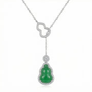 Jadeite Gourd Necklace, Stone-Encrusted – jade necklace, side detail