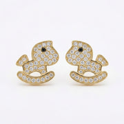 Rocking Horse Stud Earrings – sterling silver earrings, close-up