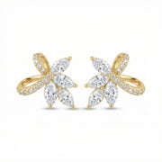 Floral Bow Marquise Stud Earrings – sterling silver earrings, front view