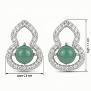 Wulu Gourd Green Gemstone Studs – sterling silver earrings, close-up