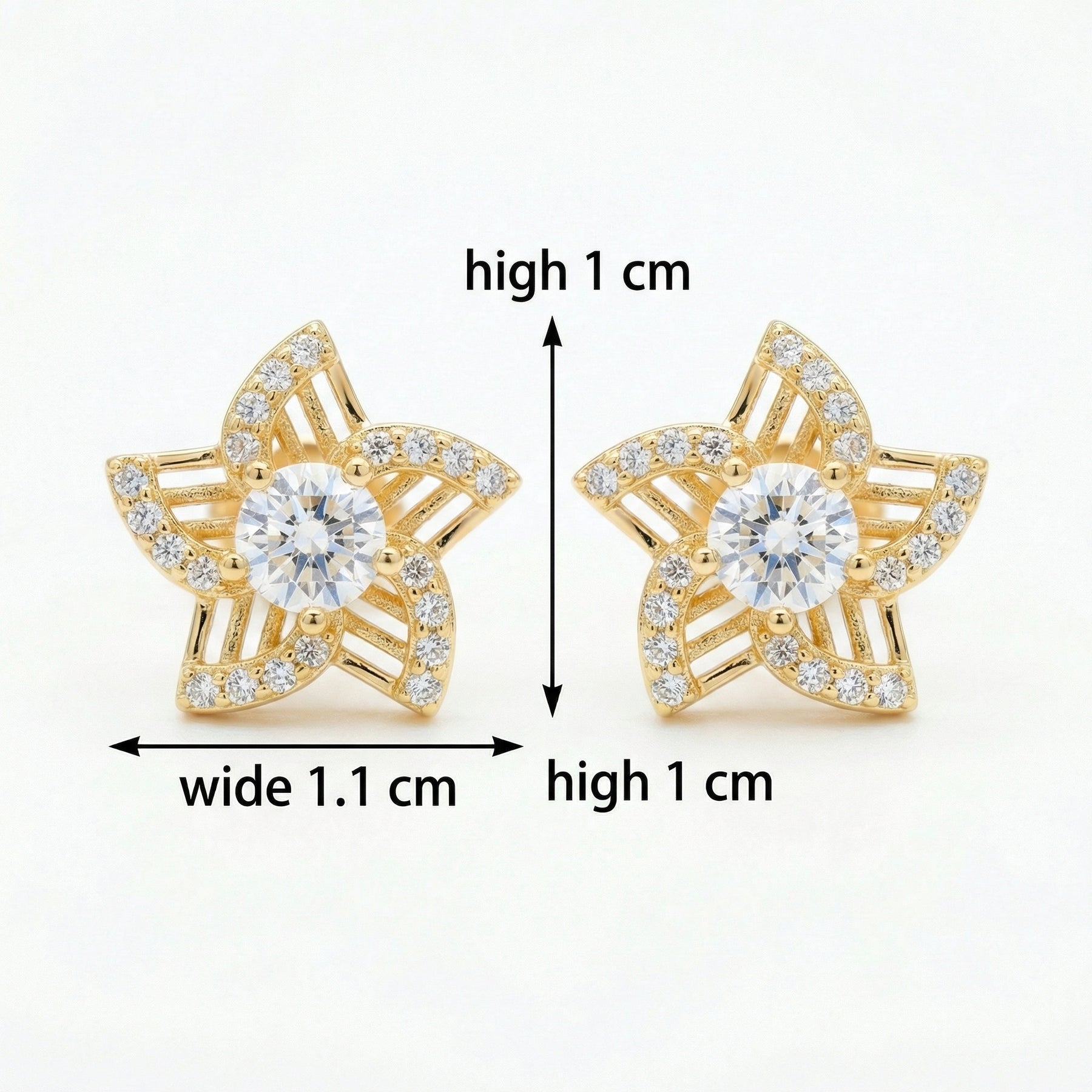 Celestial Star Stud Earrings – sterling silver earrings, side detail