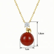 Red Agate Sphere Pendant Necklace – agate necklace, front view