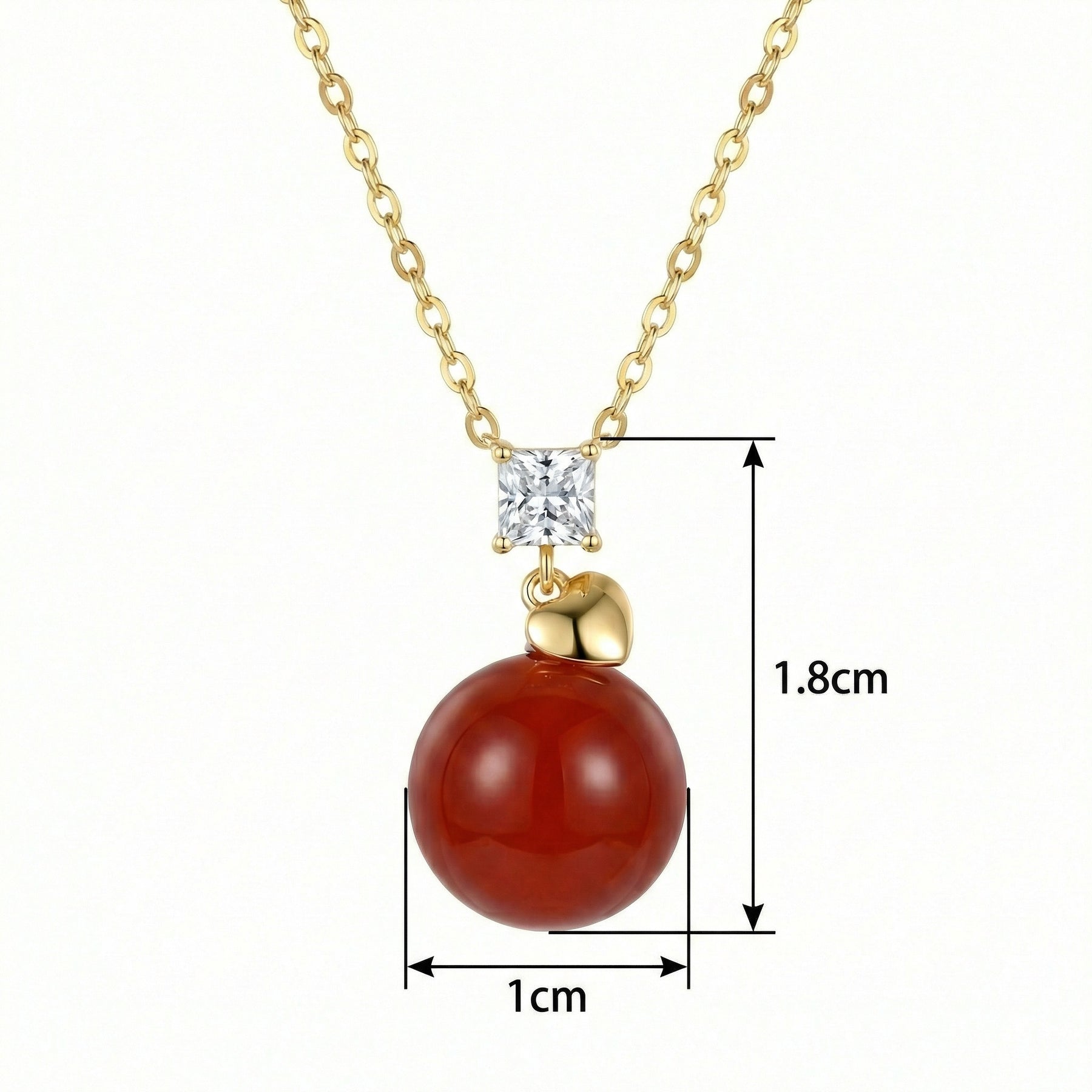 Red Agate Sphere Pendant Necklace – agate necklace, front view