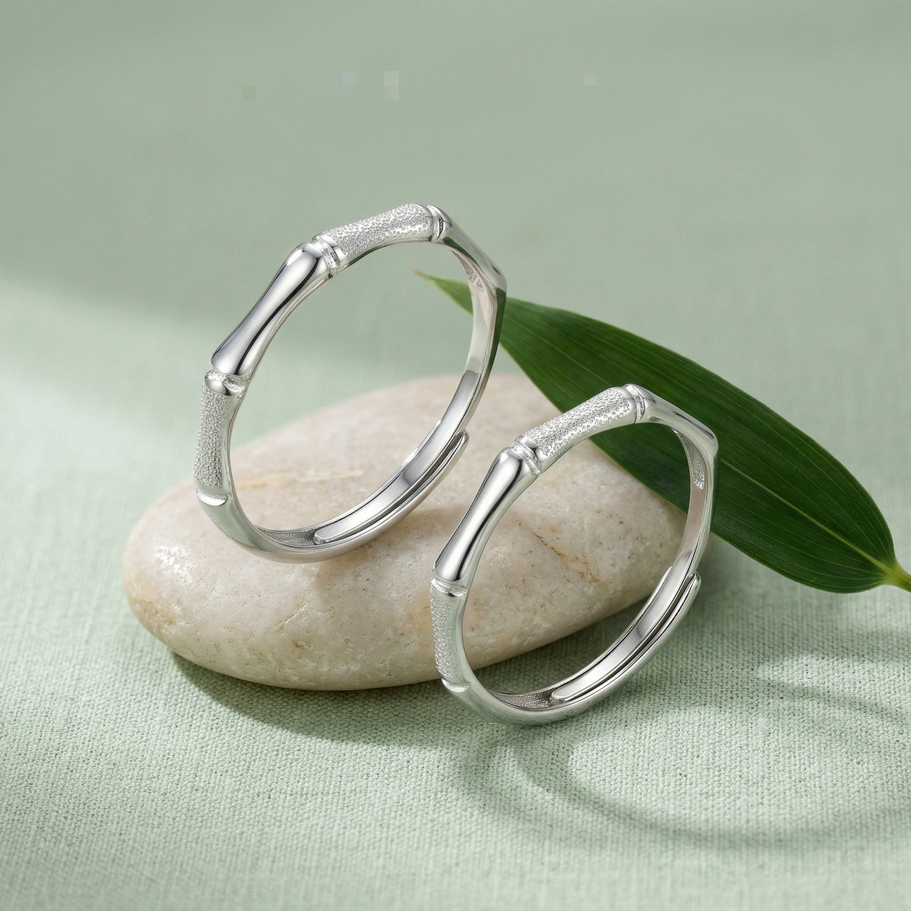 Bamboo-Inspired Adjustable Ring – sterling silver ring