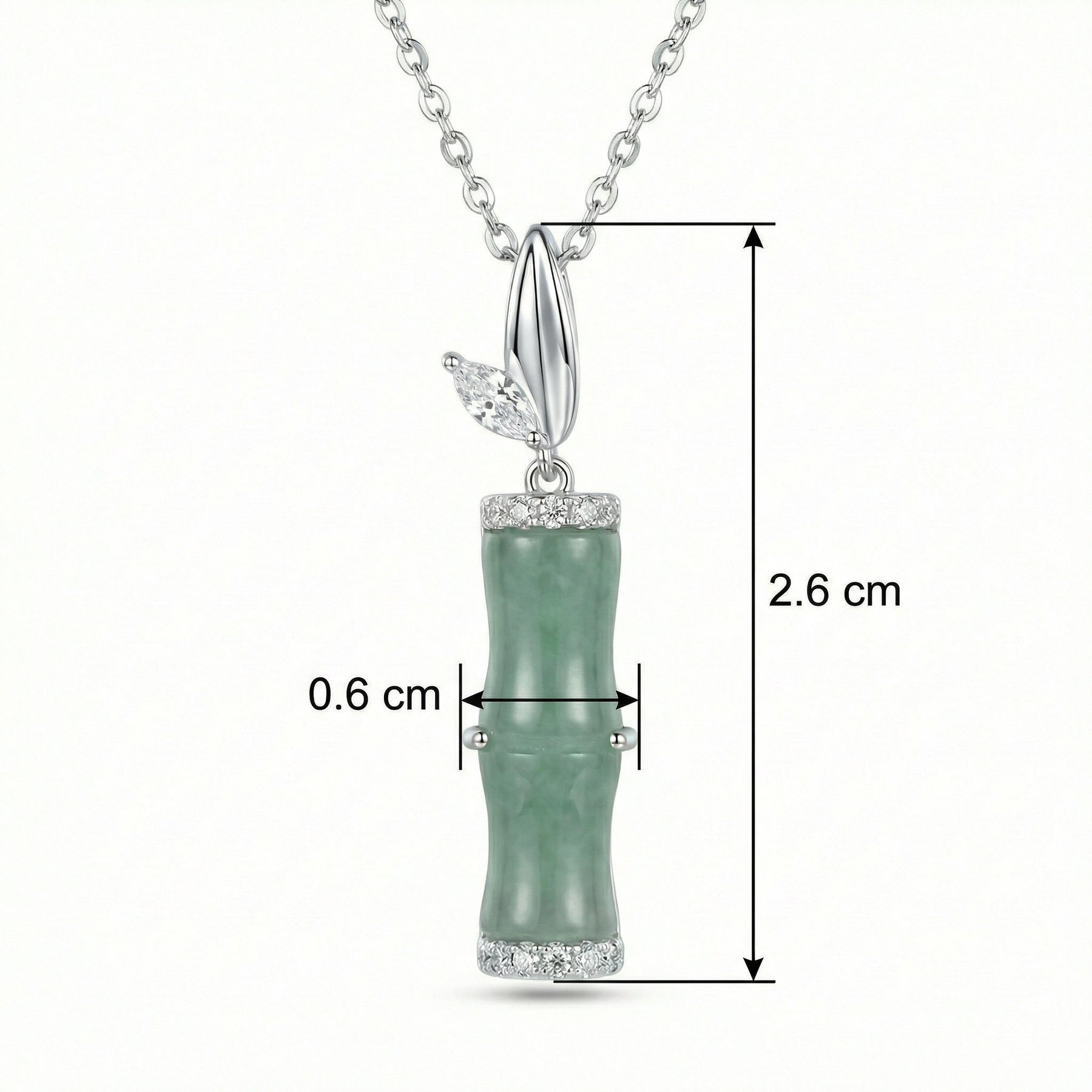 Bamboo Leaf Jade Pendant Necklace – jade necklace, side detail