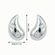 Silver Teardrop Stud Earrings – sterling silver earrings, front view