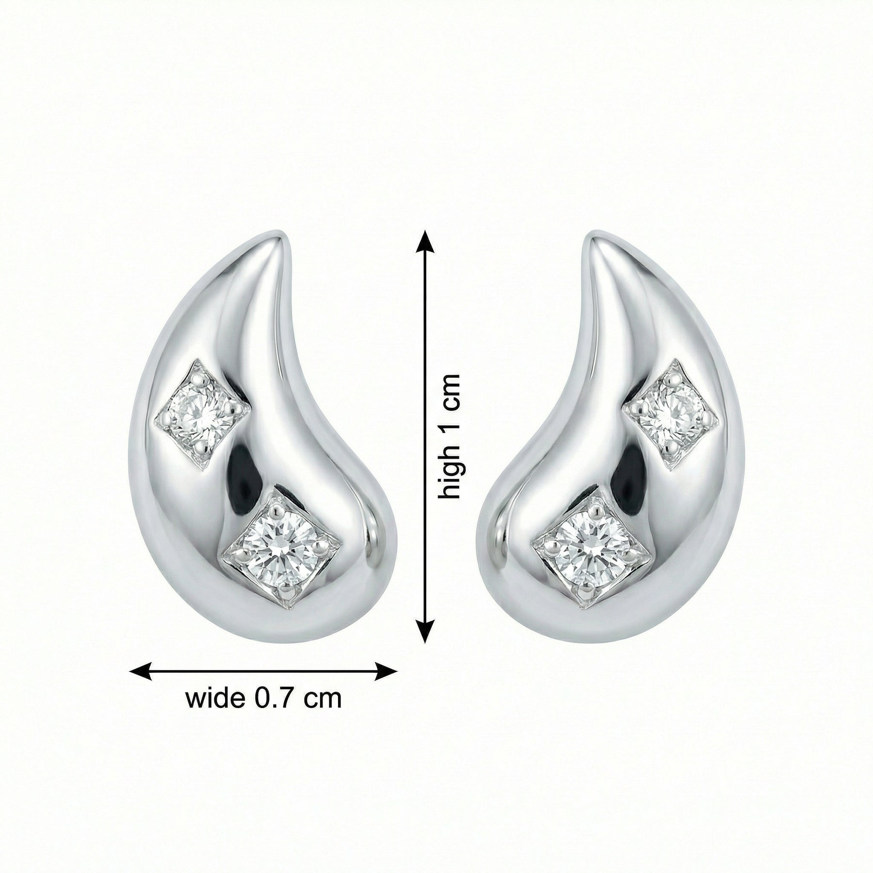 Silver Teardrop Stud Earrings – sterling silver earrings, front view