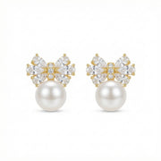 Bow-Shaped Pearl Stud Earrings – pearl earrings, side detail