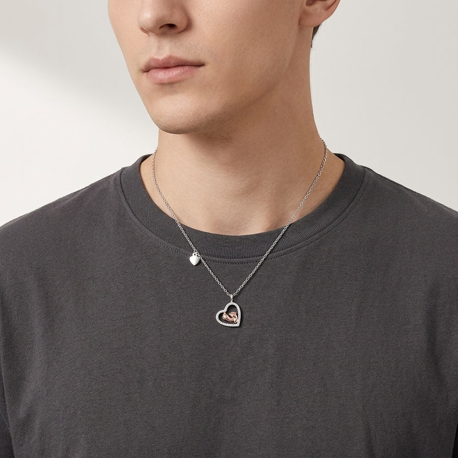 Baby Footprint Heart Pendant Necklace – sterling silver necklace, front view