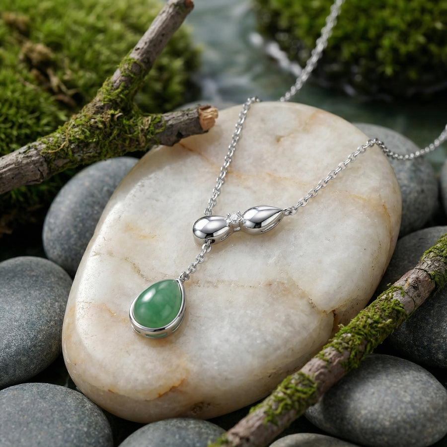Teardrop Jadeite Pendant Necklace – jade necklace, front view