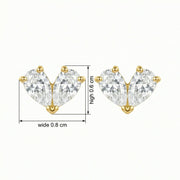 Pear-Cut Heart Stud Earrings – sterling silver earrings, close-up