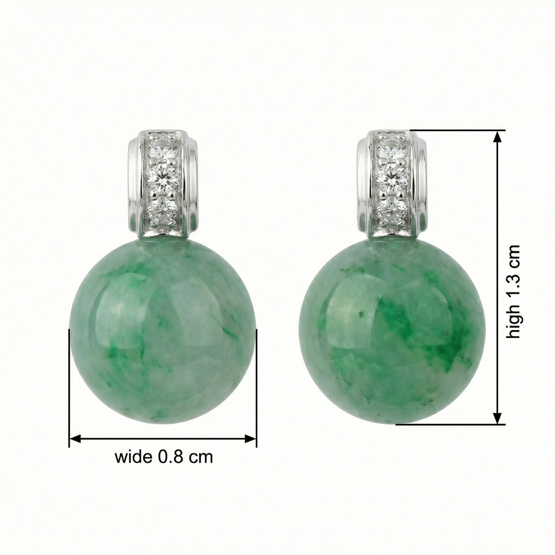 Round Green Jade Bead Drop Earrings – jade earrings, close-up