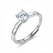 Round Solitaire Ring with Pavé Accents – sterling silver ring