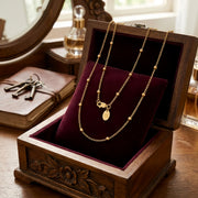 Italian gold-plated Chain with Bead Accents – gold-plated necklace, close-up