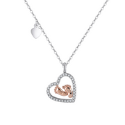Baby Footprint Heart Pendant Necklace – sterling silver necklace, side detail