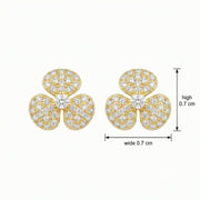 Pavé Trifoil Stud Earrings – sterling silver earrings, close-up