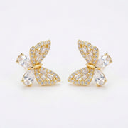 Butterfly Pear-Cut Crystal Studs – crystal earrings, close-up