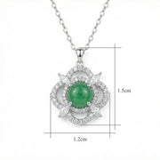 Green Jade Flower Necklace – jade necklace, close-up