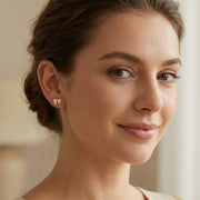 Ribbon Bow Pavé Stud Earrings – sterling silver earrings, front view