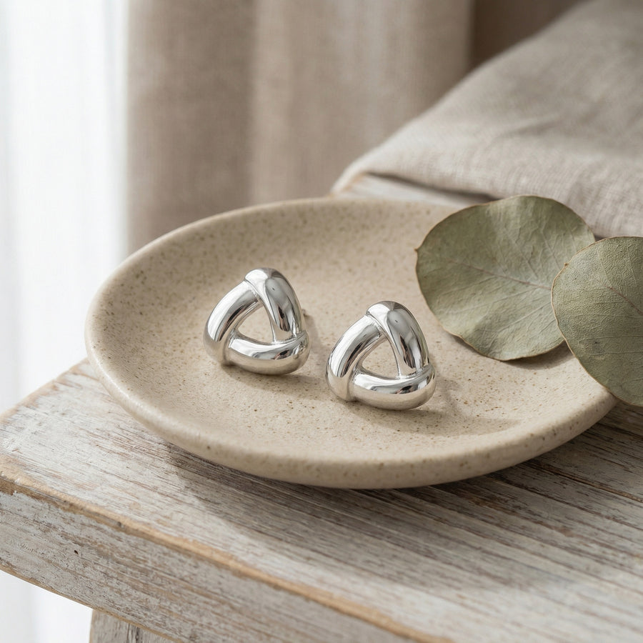 Interlocking Triangular Knot Studs – sterling silver earrings