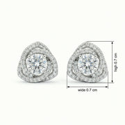 Brilliant-Cut Pavé Halo Stud Earrings – sterling silver earrings, close-up