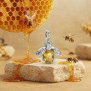 CZ Bee Dangle Charm – zircon earrings, close-up