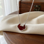Red Carnelian Longevity Lock Necklace – carnelian necklace, side detail