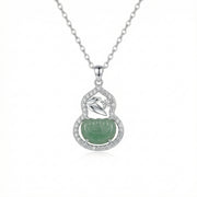 Jade Gourd Leaf Pendant Necklace – jade necklace, side detail