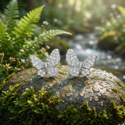 Pavé-Set Butterfly Stud Earrings – sterling silver earrings, close-up