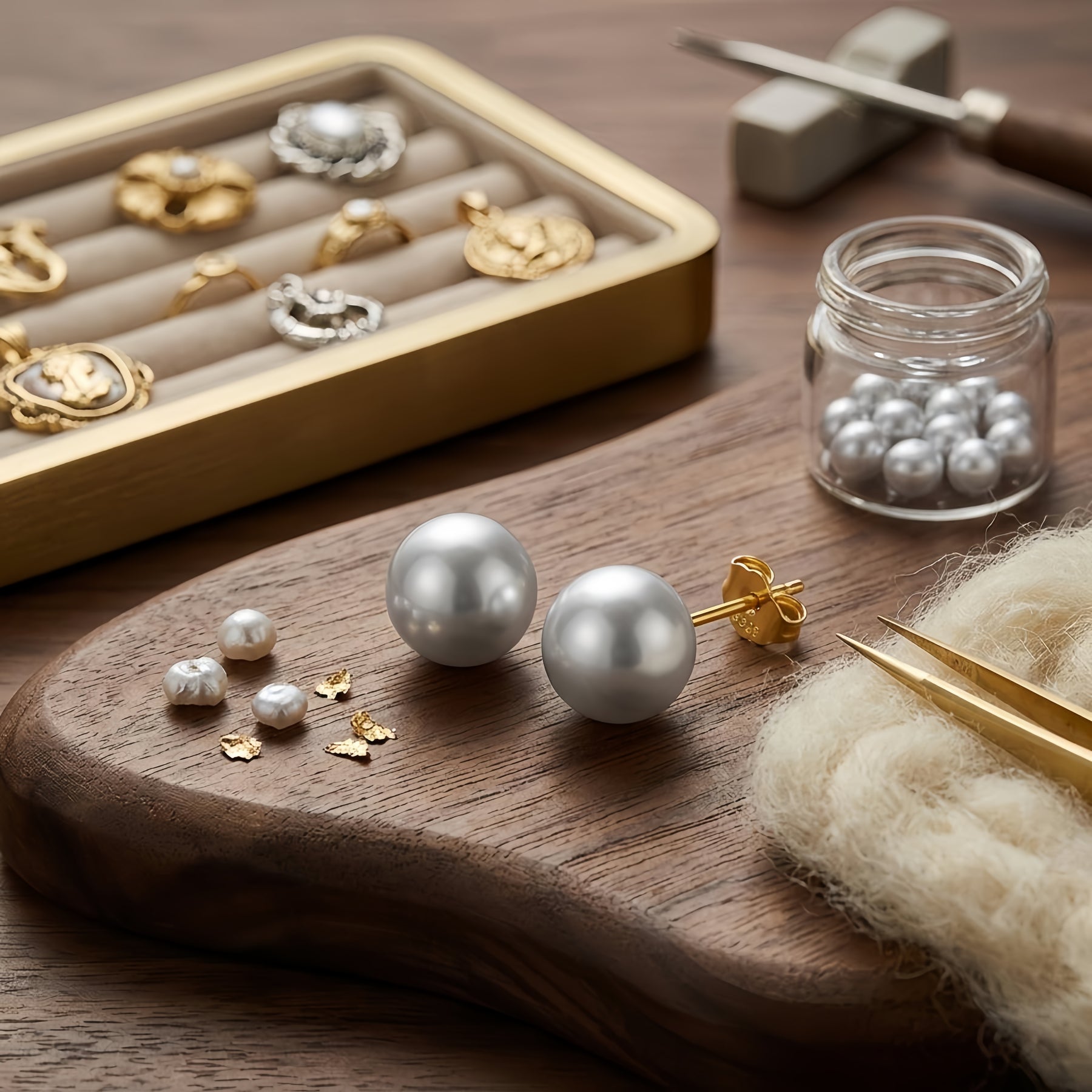 White Pearl Stud Earrings – pearl earrings