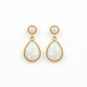 Pearl and Pear-Shaped Opal Drop Earrings – pearl earrings