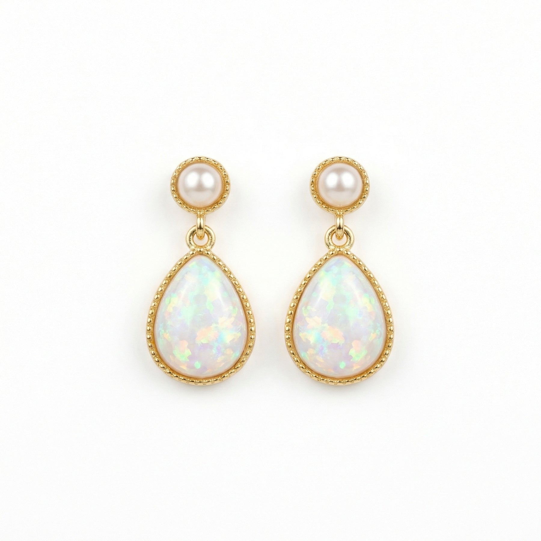 Pearl and Pear-Shaped Opal Drop Earrings – pearl earrings
