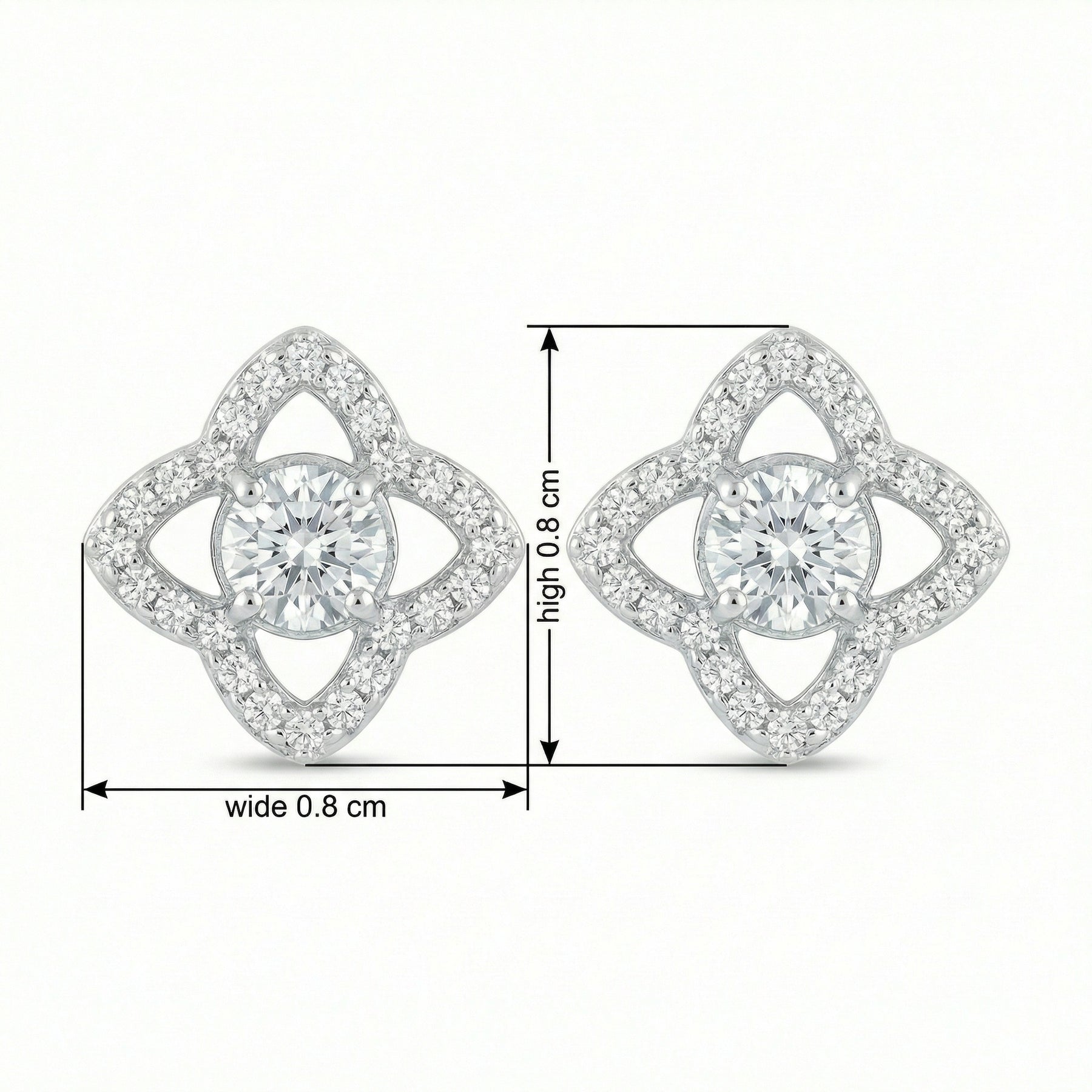 Quatrefoil Halo Stud Earrings – sterling silver earrings, side detail
