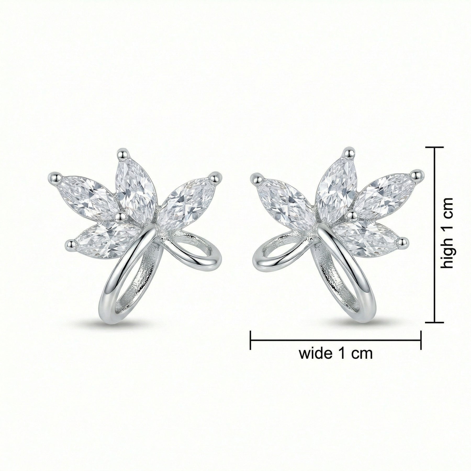 Marquise-Cut Floral Stud Earrings – sterling silver earrings